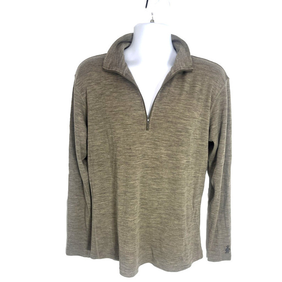 Smartwool Mens 1/4 zip Baselayer Size XL Oatmeal Gray Long Sleeves - Picture 1 of 12